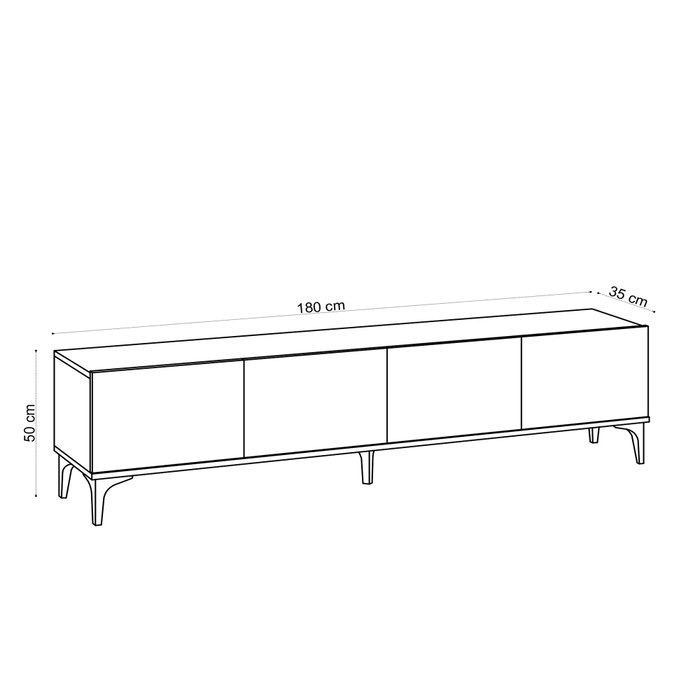 Hanah Home Soporte TV Nora Sapphire Oak Roble Zafiro 180cm Ancho x 50cm Alto x 35cm Profundo Tablero Melamina 18mm